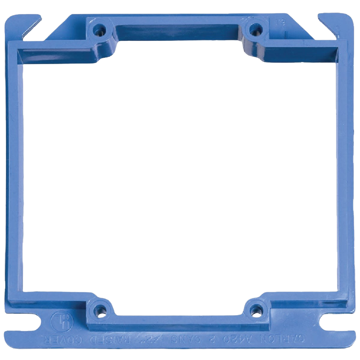 Blue PVC two gang square raised cover frame for electrical boxes in home improvement and conduit fittings collections