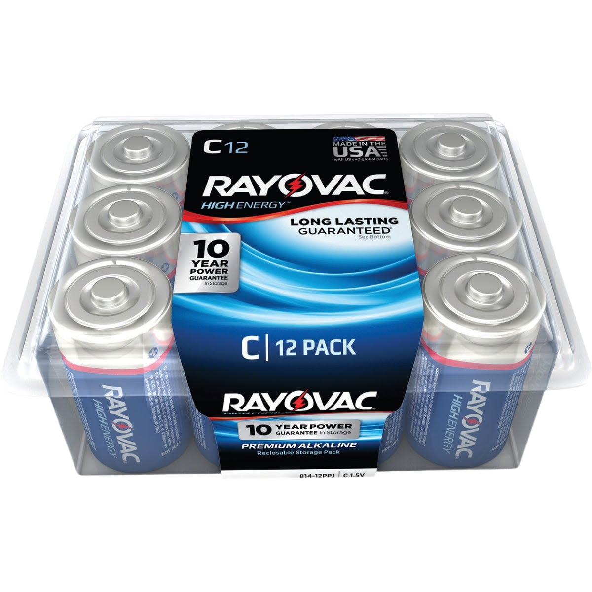 Pack of 12 Ray-O-Vac high energy C alkaline batteries for household, electrical, and cleaning use under $50