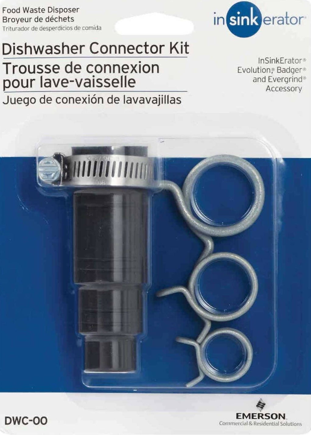 Black plastic dishwasher hose connector with metal clamps for plumbing repair in home improvement under $50 collections