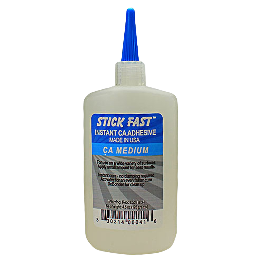4.5 oz bottle of medium viscosity Stick Fast CA glue for versatile adhesive use in glue and adhesive collections