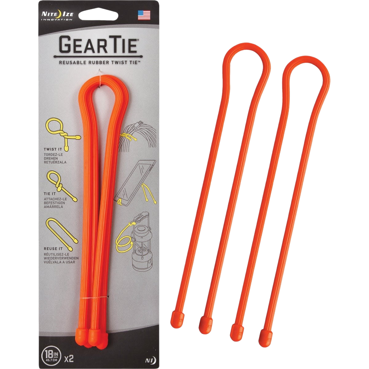 Bright orange reusable rubber twist ties for organizing cords and wires in electrical and home improvement tools collections
