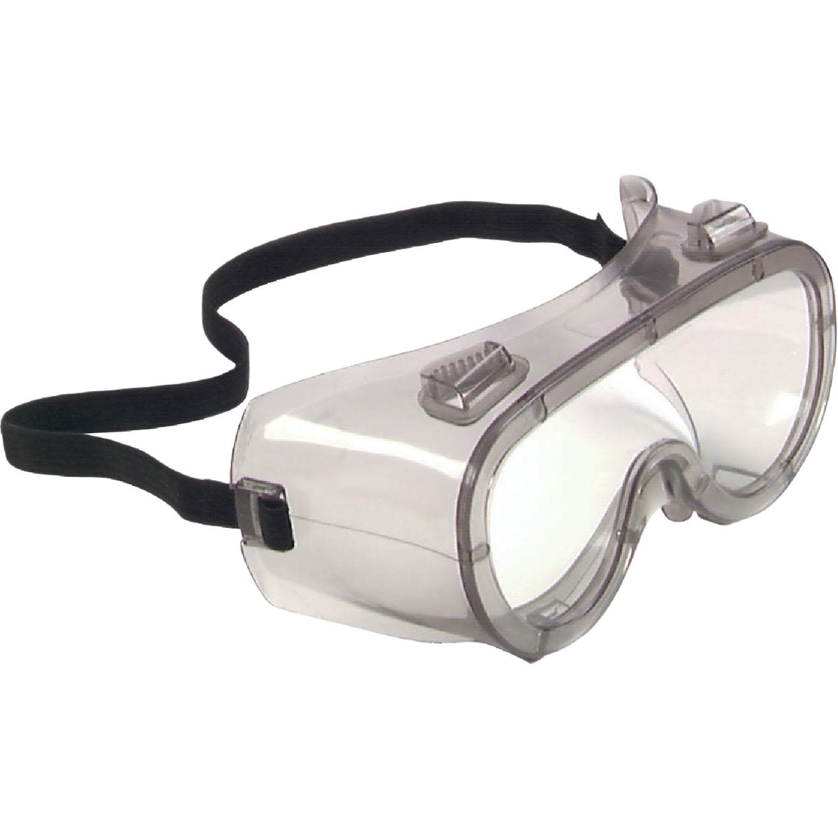 Clear safety goggles with indirect venting and adjustable strap for chemical splash protection in safety and hardware gear collections