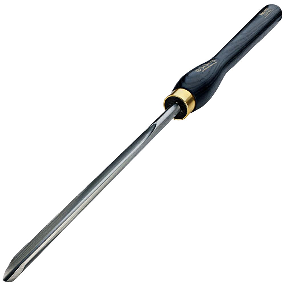 Woodturning bowl gouge with black handle and brass ferrule for precision woodworking tools collection