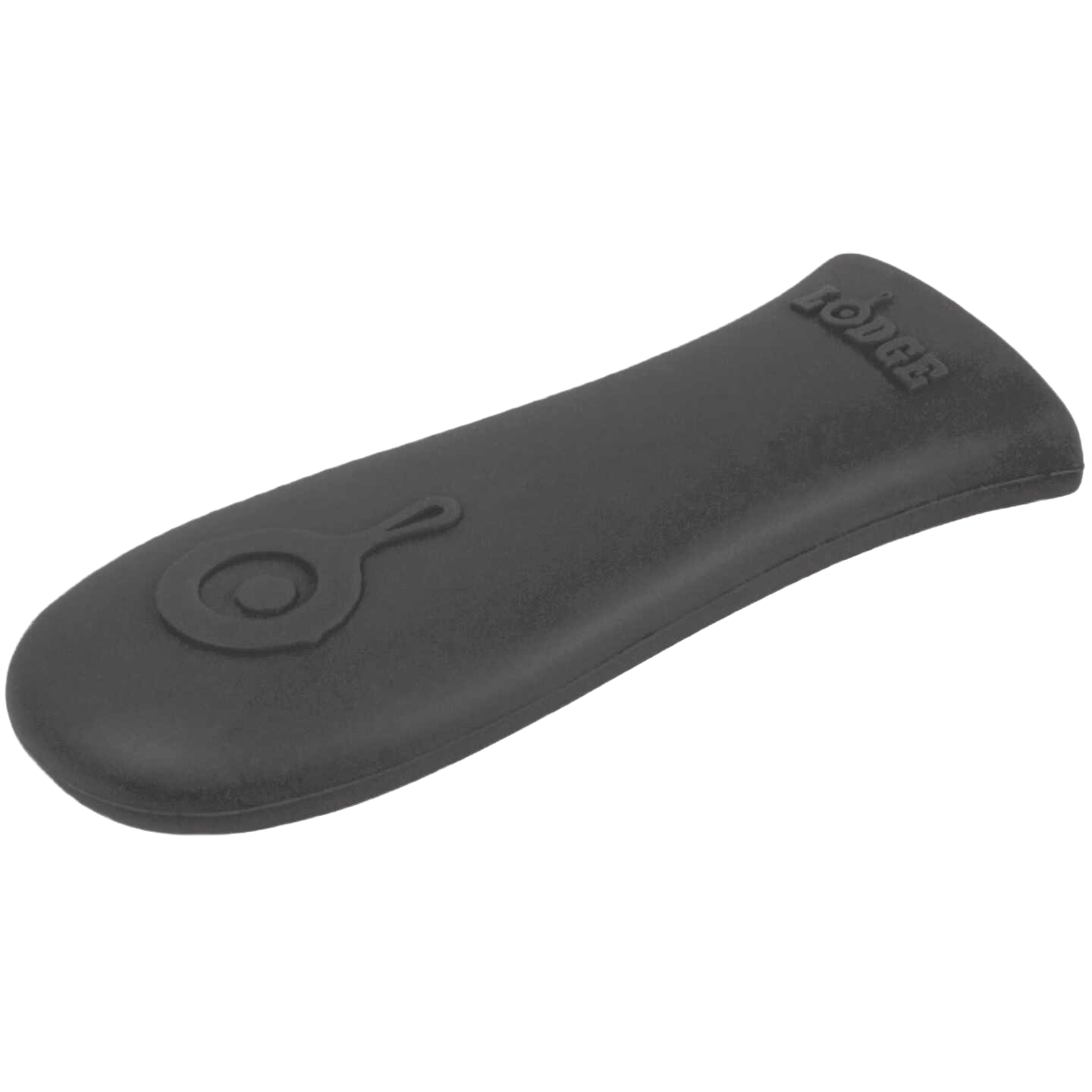 Black silicone handle grip designed to protect hands from heat during cooking and home improvement tasks