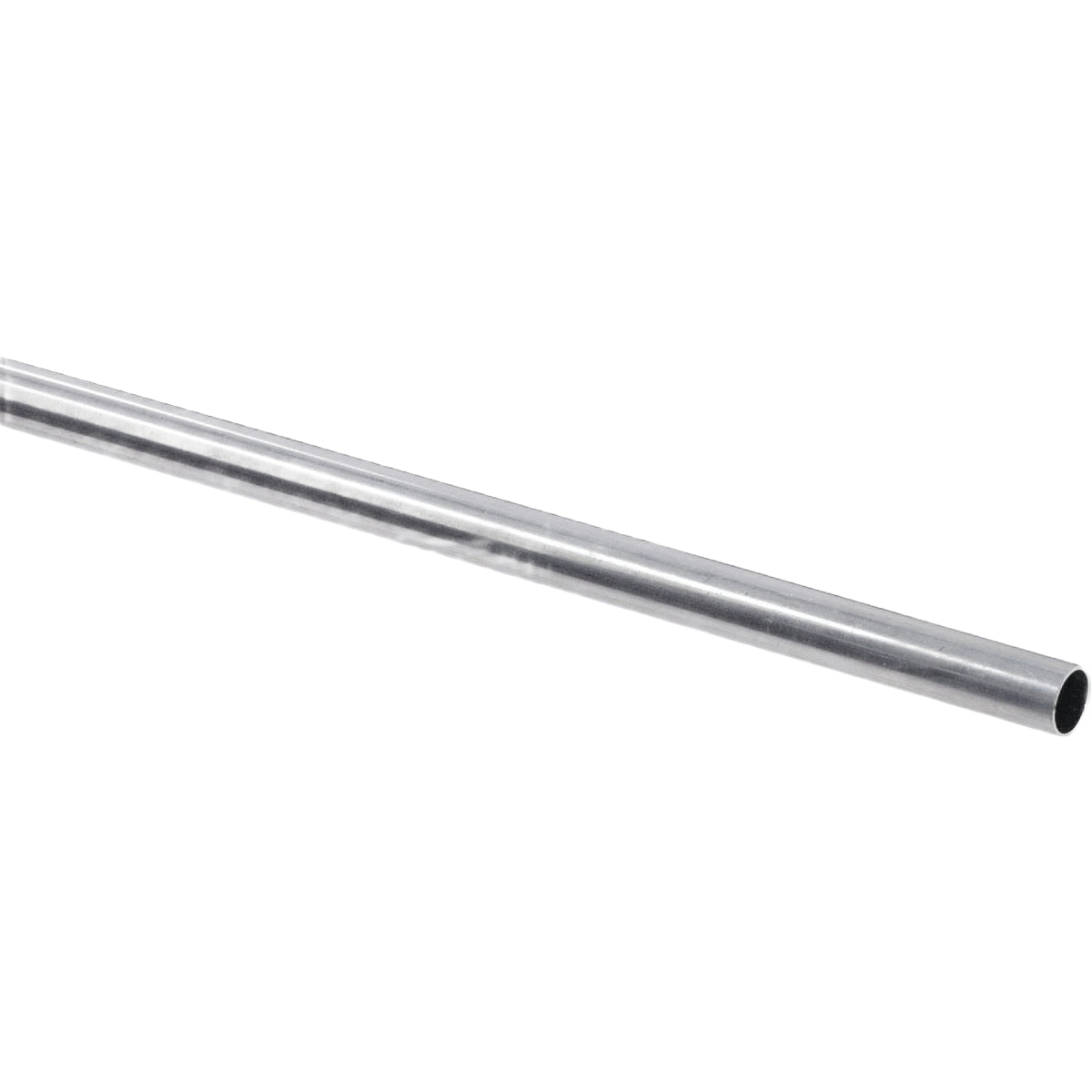 Silver aluminum round tube stock with hollow center for use in home improvement and tool projects