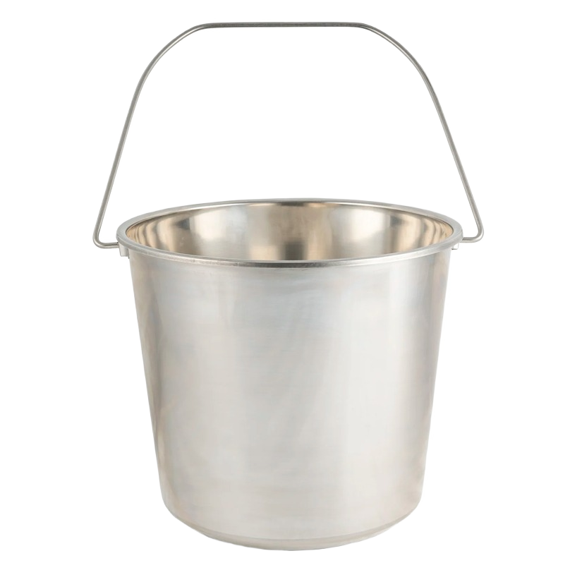 Stainless steel 5.5 gallon bucket with sturdy handle for versatile use in tools and home improvement projects