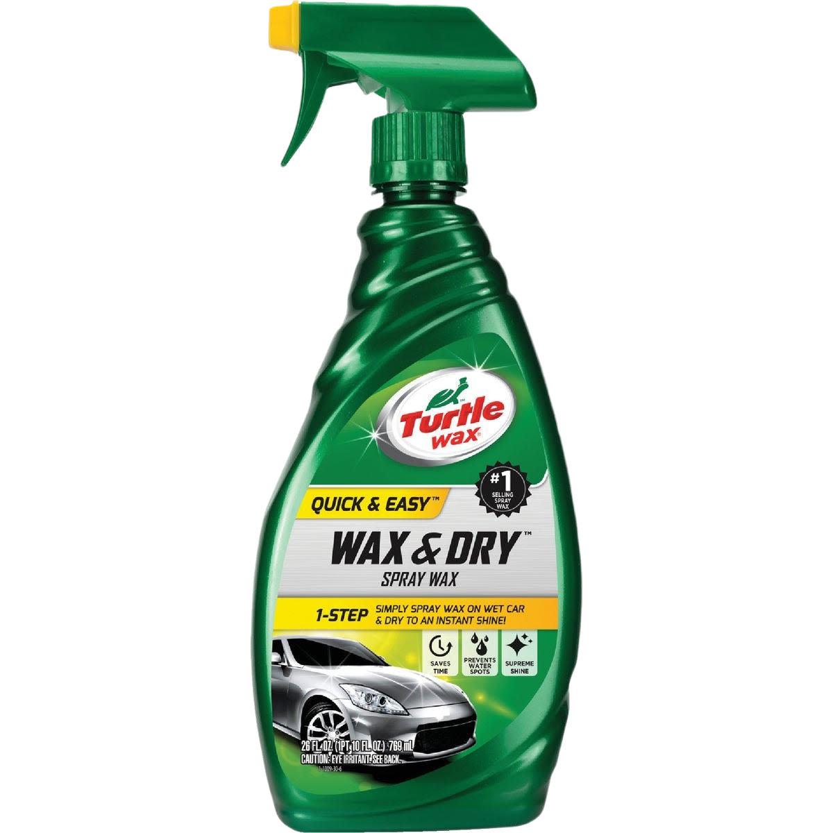 Green plastic spray bottle of quick and easy car wax and dry spray for automotive cleaning and protection under $50
