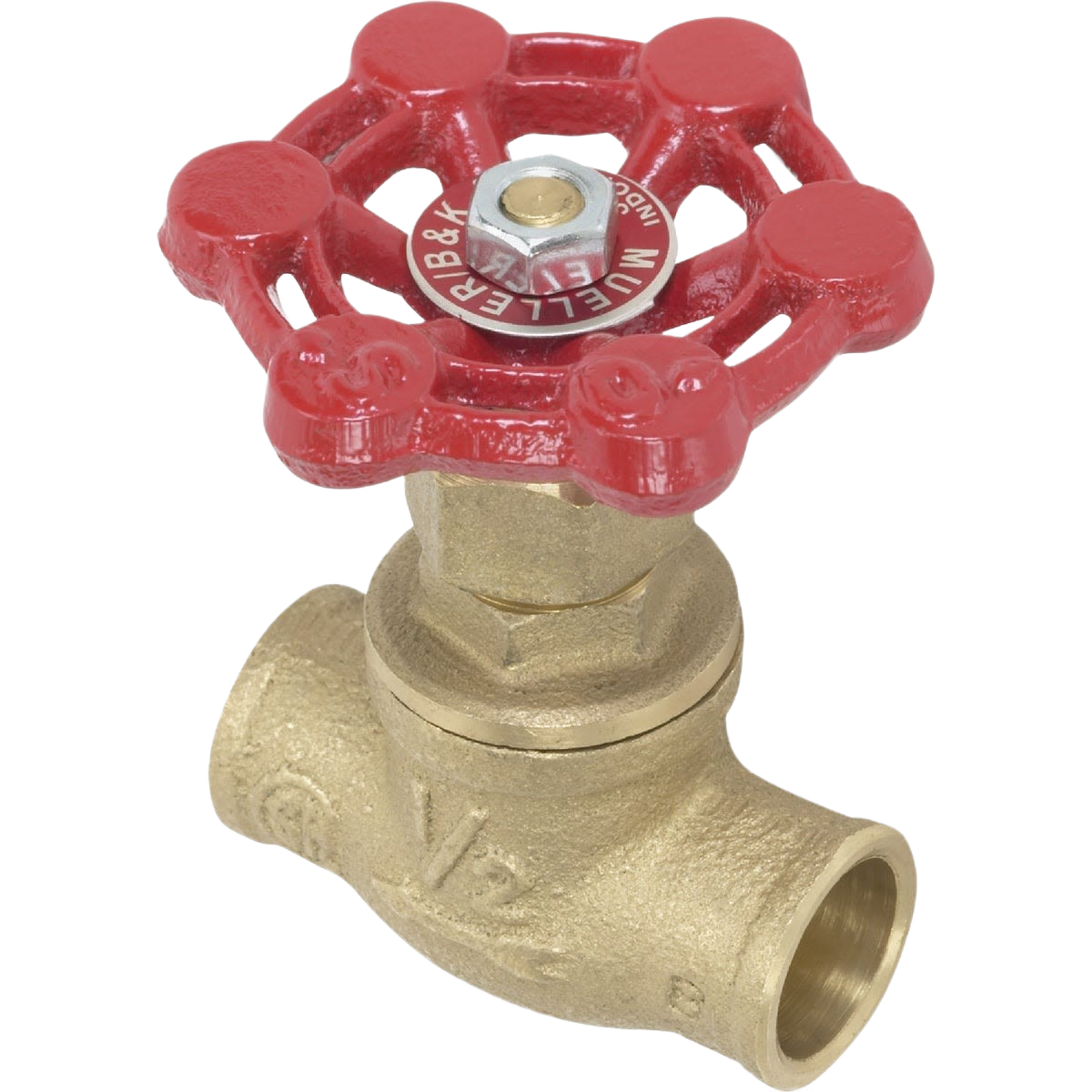 Cast-brass compression valve with red wheel handle for plumbing and home improvement under $50 collection