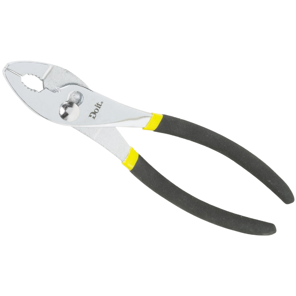 Adjustable slip joint pliers with steel jaws and black cushioned handles for versatile home improvement tasks