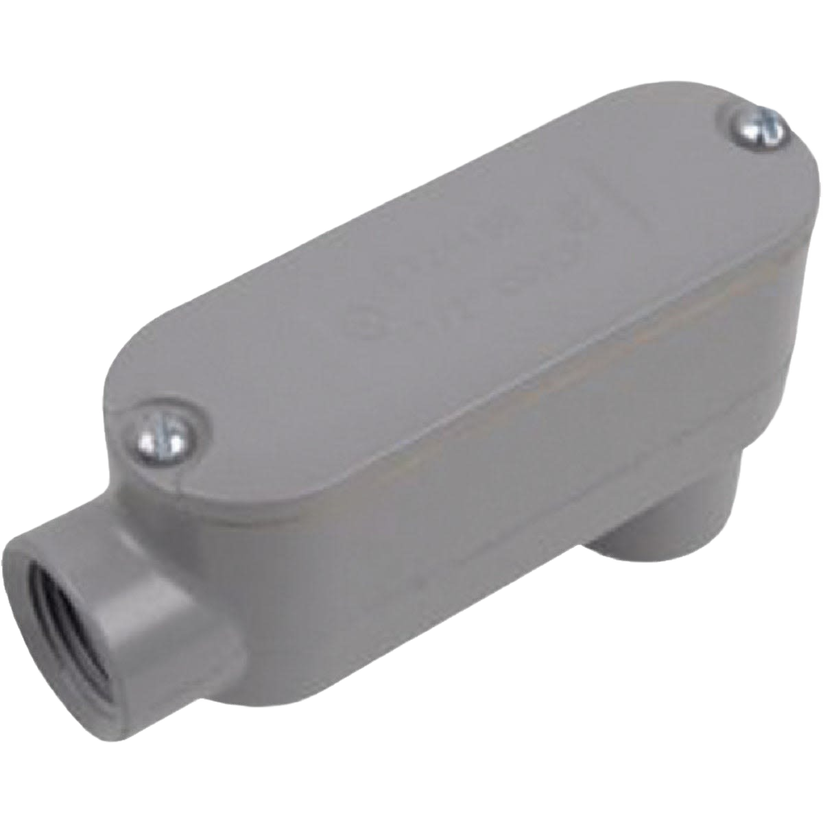 Oval threaded conduit access fitting in gray for electrical conduit systems, part of Electrical Boxes and Fittings under $50.