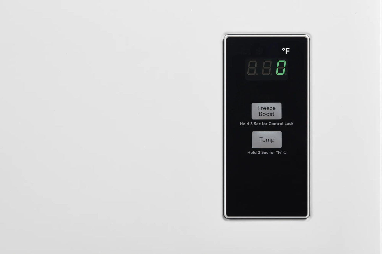 Digital control panel with temperature display and freeze boost option in Freezers & Ice Makers collection
