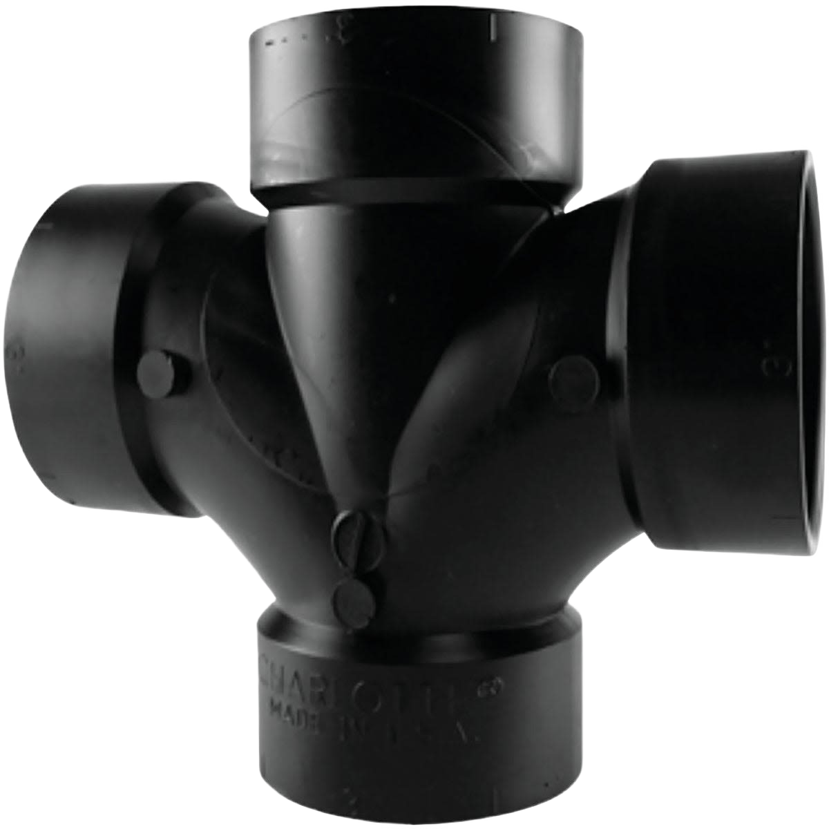 Black ABS 1-1/2 inch all hub double sanitary tee fitting for plumbing and waste vent applications under $50