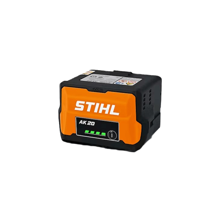 Compact orange and black rechargeable lithium-ion battery pack with power indicator for tools and home improvement projects
