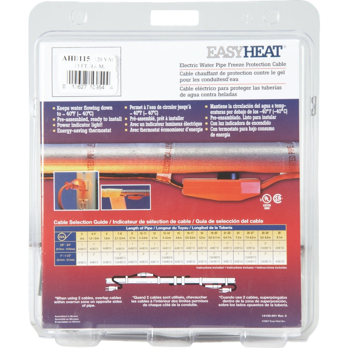 Clear packaged electric pipe freeze protection cable with thermostat for plumbing and home improvement accessories under $100 collection