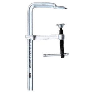 Steel F-clamp with adjustable screw for welding and metalworking in tools and home improvement tasks