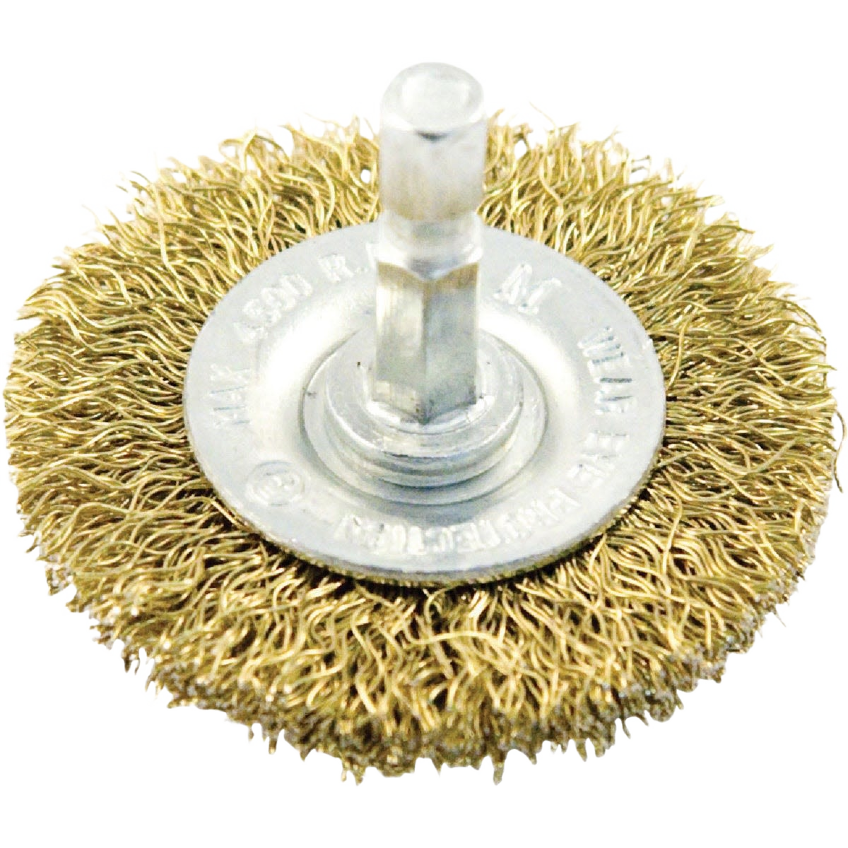 3-inch brass-coated wire wheel with drill mount, ideal for surface prep in tool and woodworking accessories collections