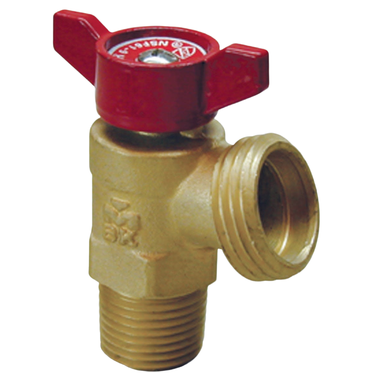 Brass boiler drain valve with quarter-turn red wing handle for plumbing and home improvement projects under $50