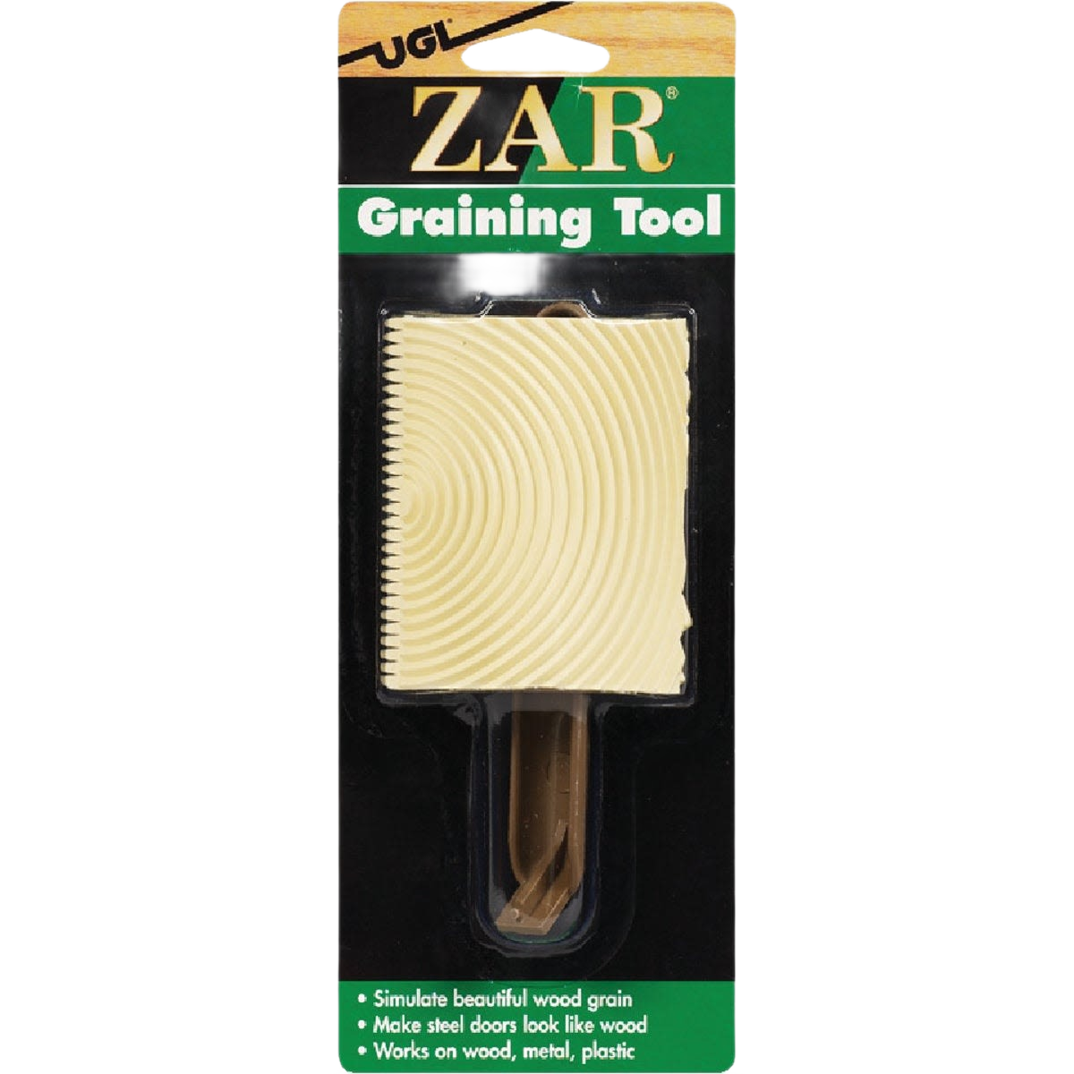 ZAR Wood Graining Tool in packaging designed for creating wood grain effects on wood, metal, and plastic surfaces under $50 collection
