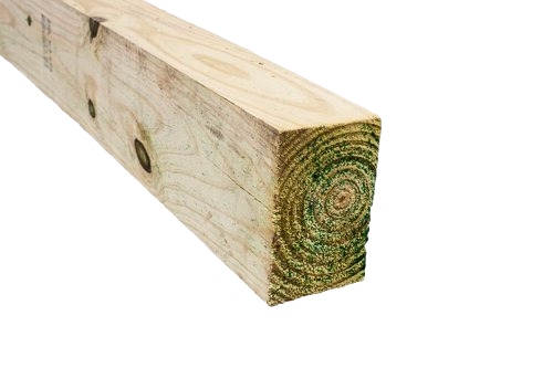 Pressure treated 4x6 wood lumber with visible knots for outdoor construction in lumber and building materials collection