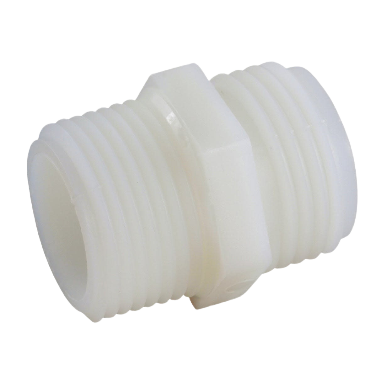 White nylon hose adapter with male threaded ends for plumbing in Pipes & Fittings and Under $50 collections