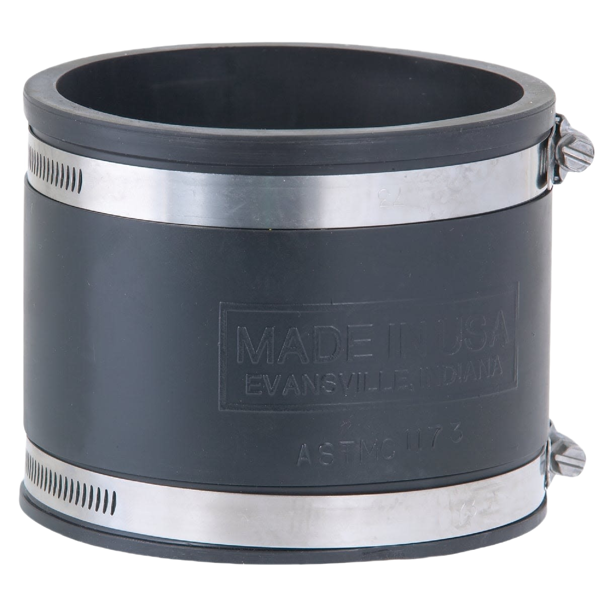 Black flexible PVC coupling with stainless steel clamps for plumbing and home improvement use under $50 collection