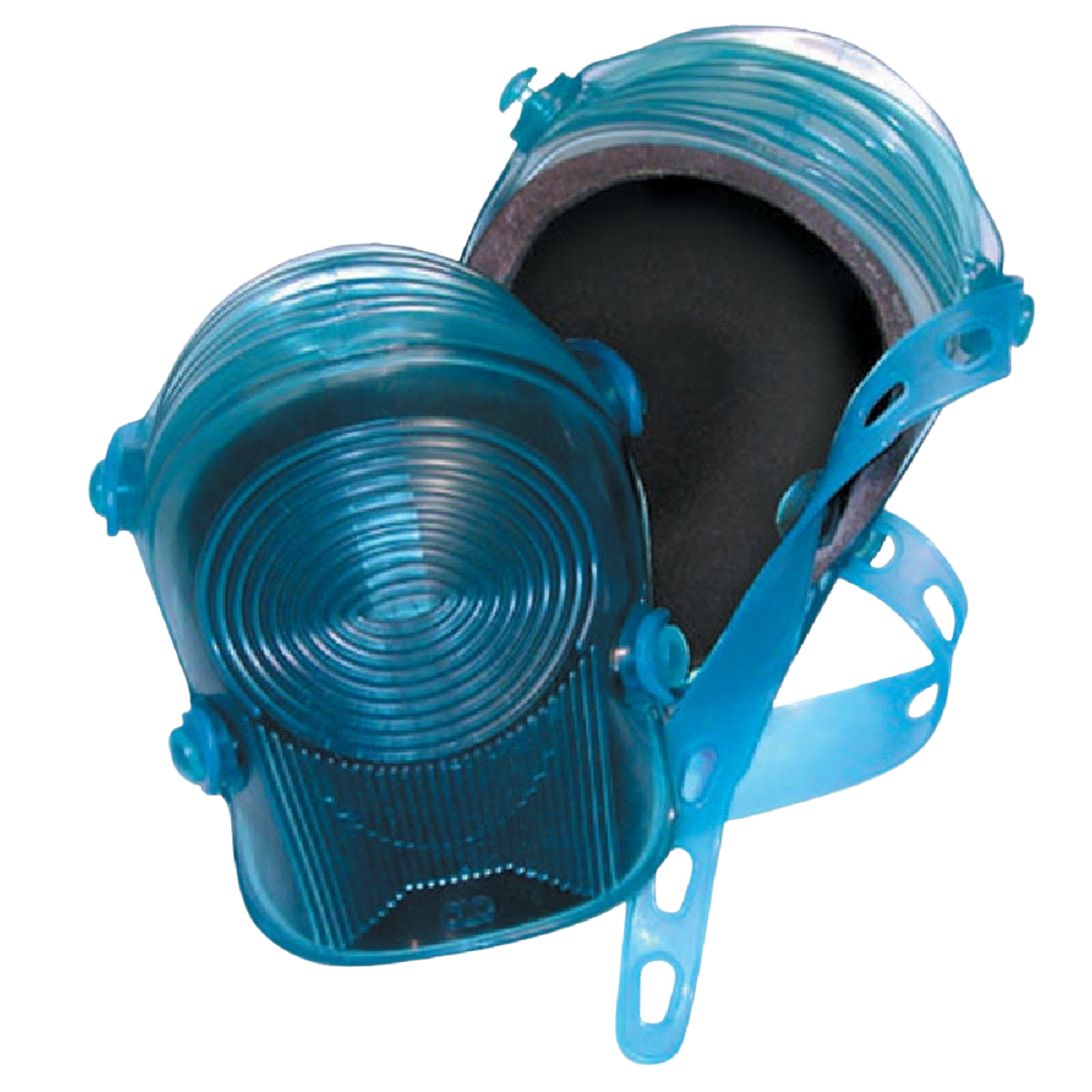 Blue gel-cushioned kneepads with adjustable straps for comfort and protection in tools and home improvement tasks