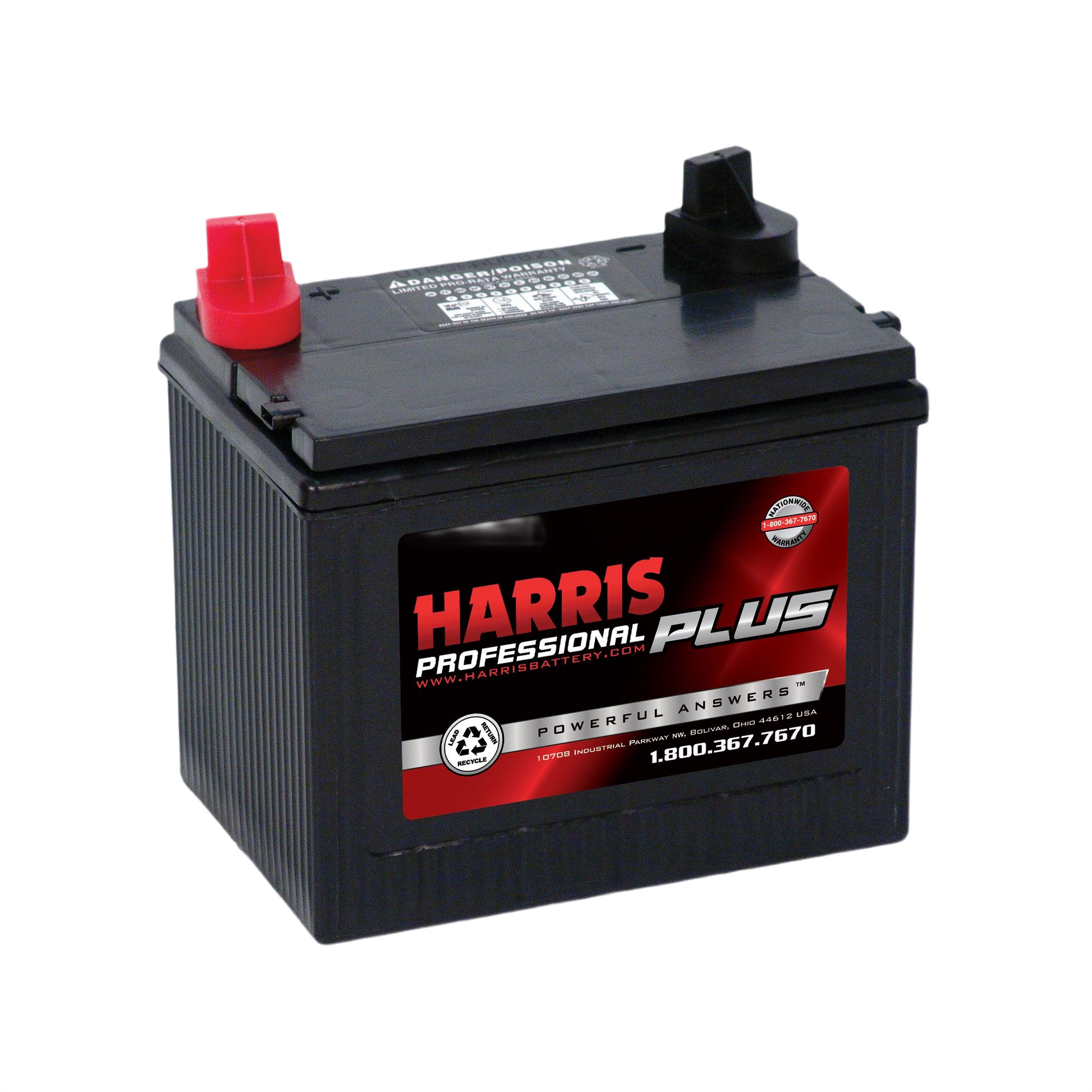 Black Harris Professional Plus 12Volt tractor battery with red and black terminals in automotive and under $100 collections