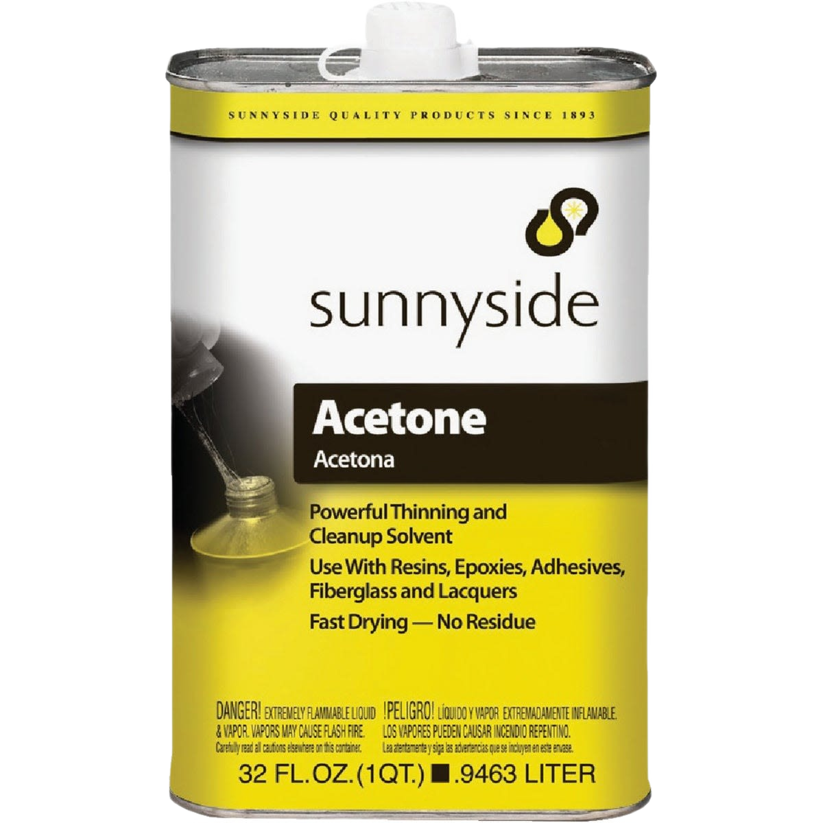 Sunnyside Acetone 1 Quart – Fast Evaporating Solvent – Hartville Hardware