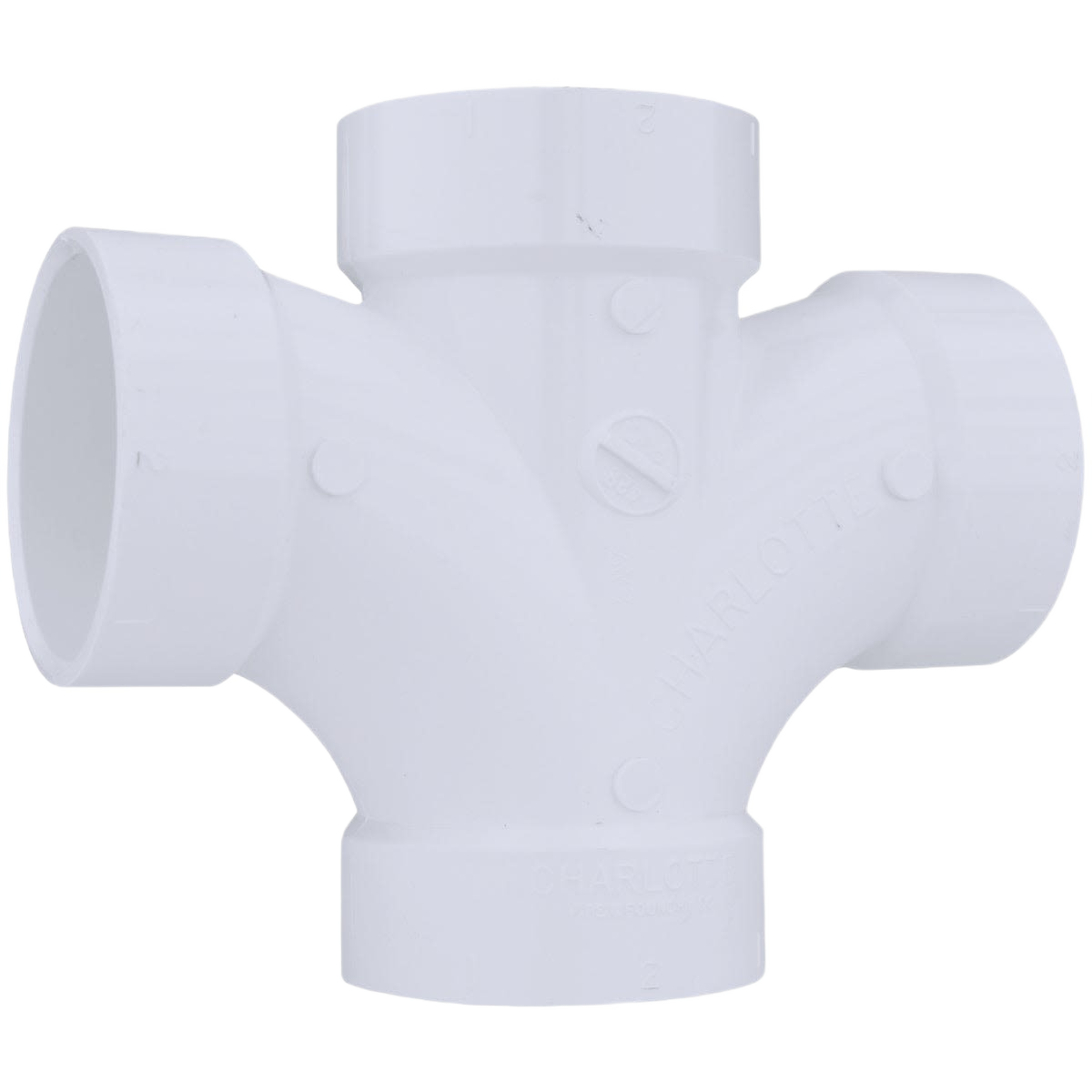 White PVC double sanitary tee fitting for drainage and vent systems in Pipes & Fittings and Plumbing collections