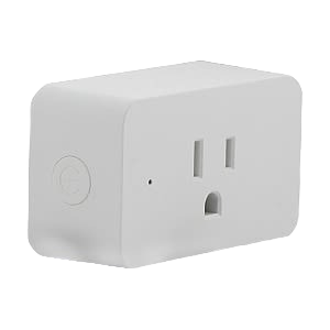 White compact Wi-Fi smart outlet with on/off button for smart home electrical control under $50 home improvement tools