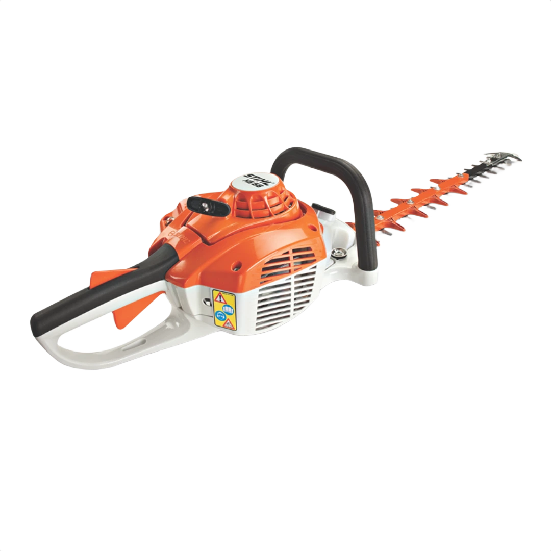 Lightweight orange and white hedge trimmer with dual handles designed for efficient home improvement and landscaping tasks