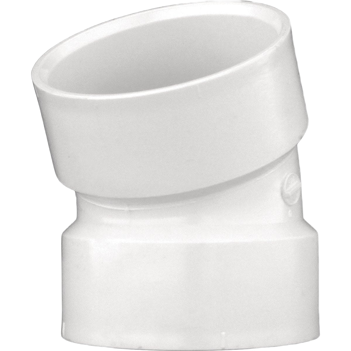 White PVC 22.5-degree elbow fitting with 6-inch hub for plumbing and pipe connections under $100 collection
