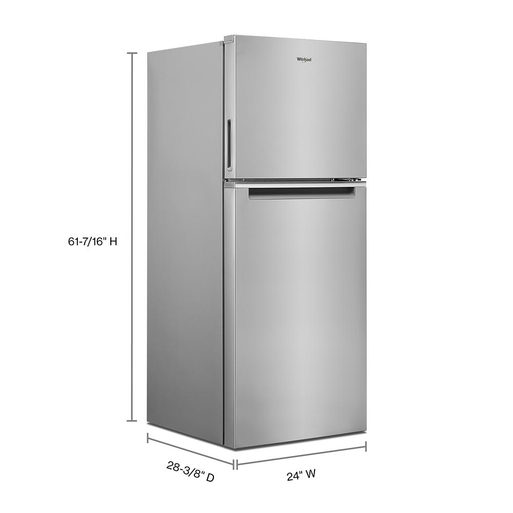 Stainless steel 24-inch wide top-freezer refrigerator with compact design for small kitchens in appliances collection