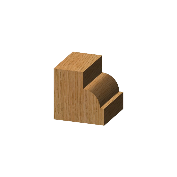 Wooden sample displaying a rounded beaded edge profile for woodworking and home improvement tool accessories under $50