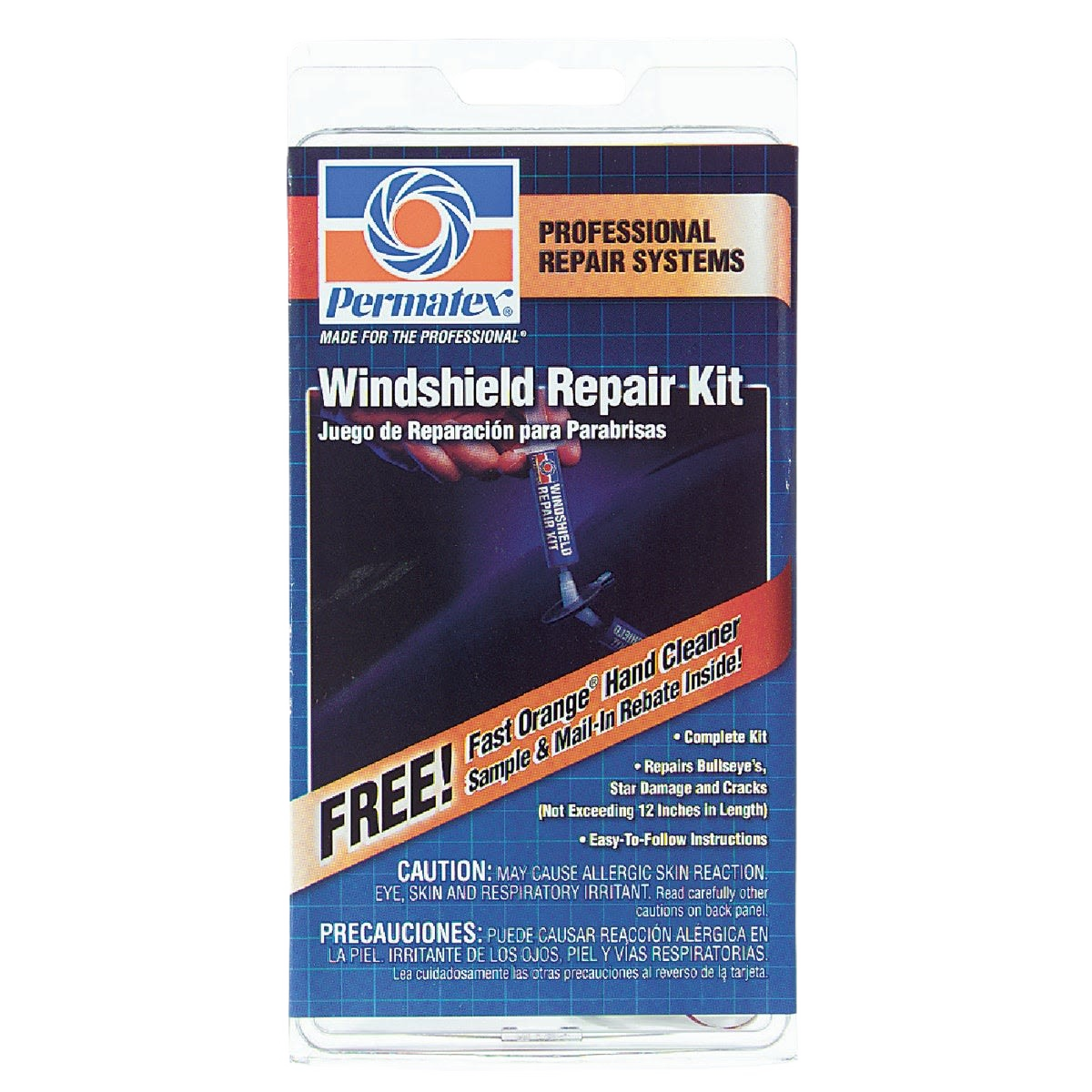 Windshield repair kit with applicator syringe and detailed instructions for home improvement glass crack fixes