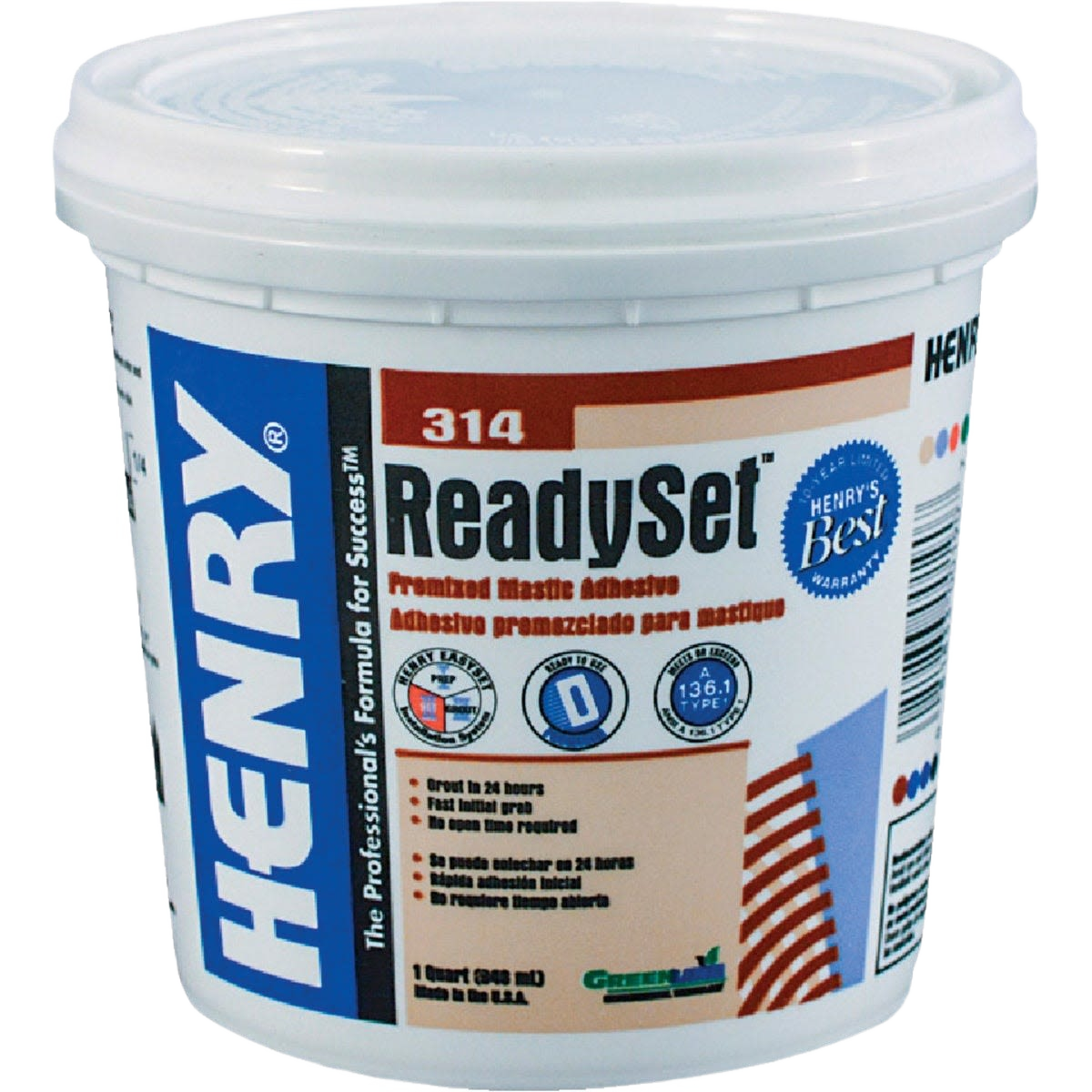 Container of premixed mastic adhesive for ceramic tile bonding in flooring tools and home improvement supplies under $50