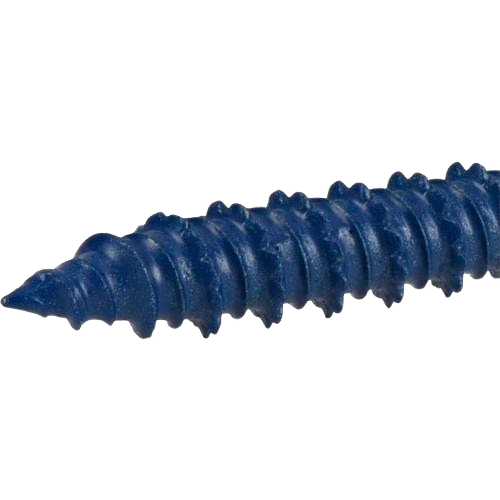 Close-up of blue coated flat-head concrete screw for hardware, fasteners, and home improvement applications under $100 collection