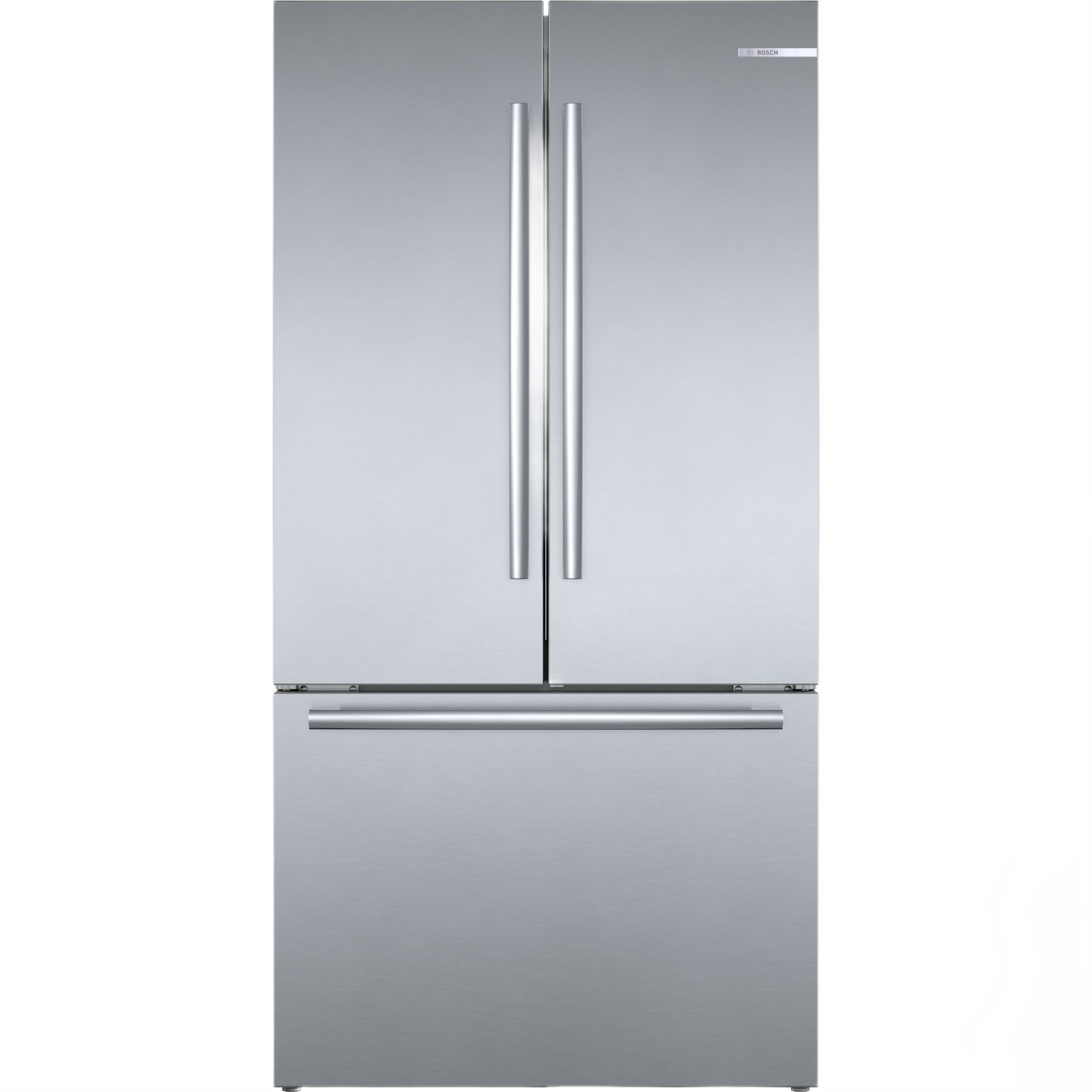 French door bottom mount refrigerator with stainless steel anti-fingerprint finish in Bosch appliances collection