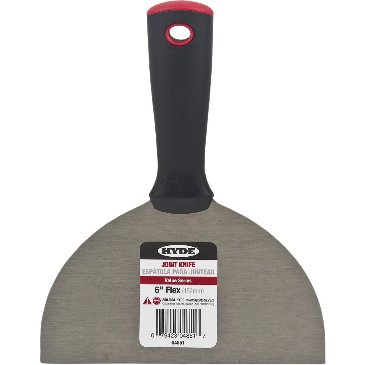 6-inch flexible joint knife with ergonomic black and red handle for drywall and plaster smoothing tasks