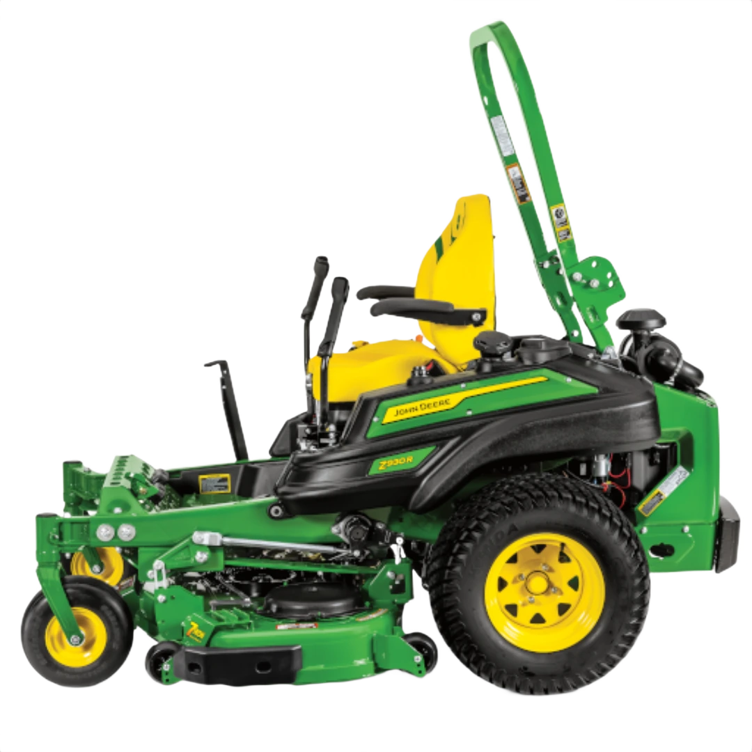Green and yellow zero-turn mower with 60-inch cutting deck and ergonomic yellow seat for efficient lawn care tasks