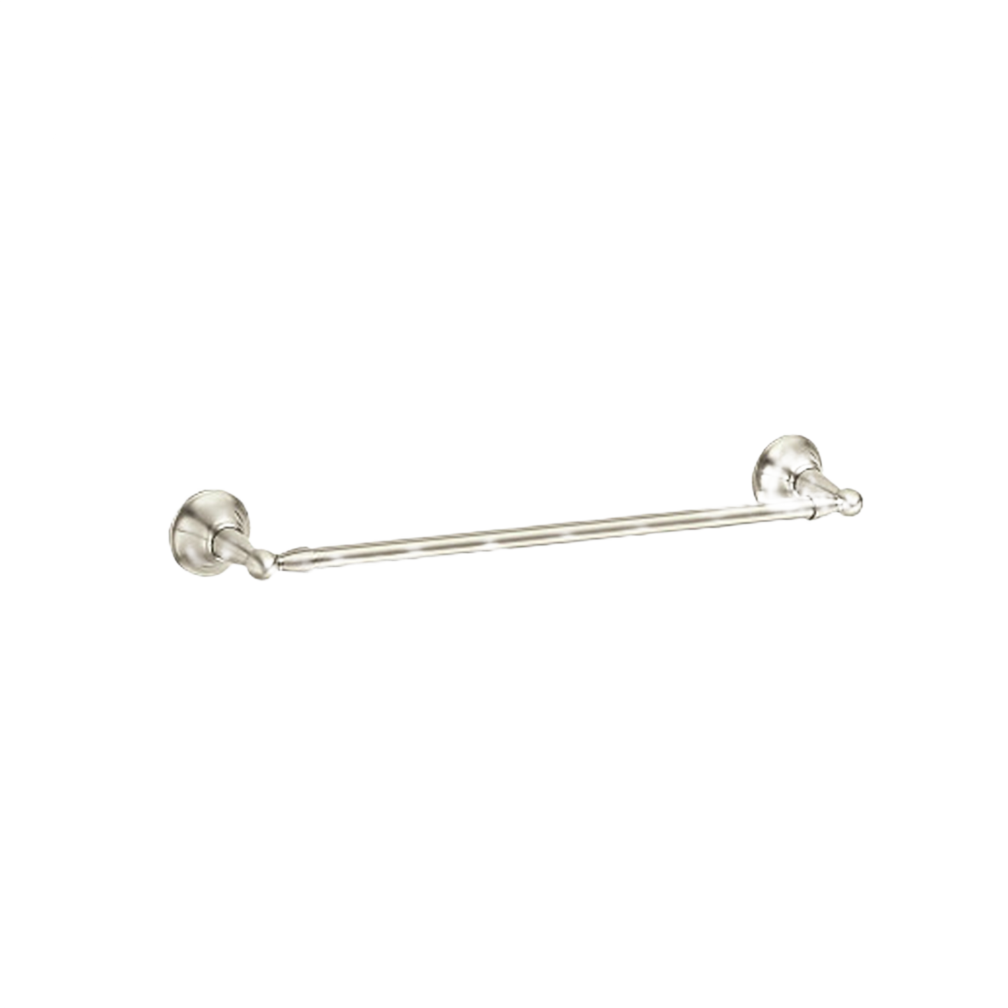Brushed nickel towel bar with tapered mounting brackets for bathroom home improvement projects, 18 inch length