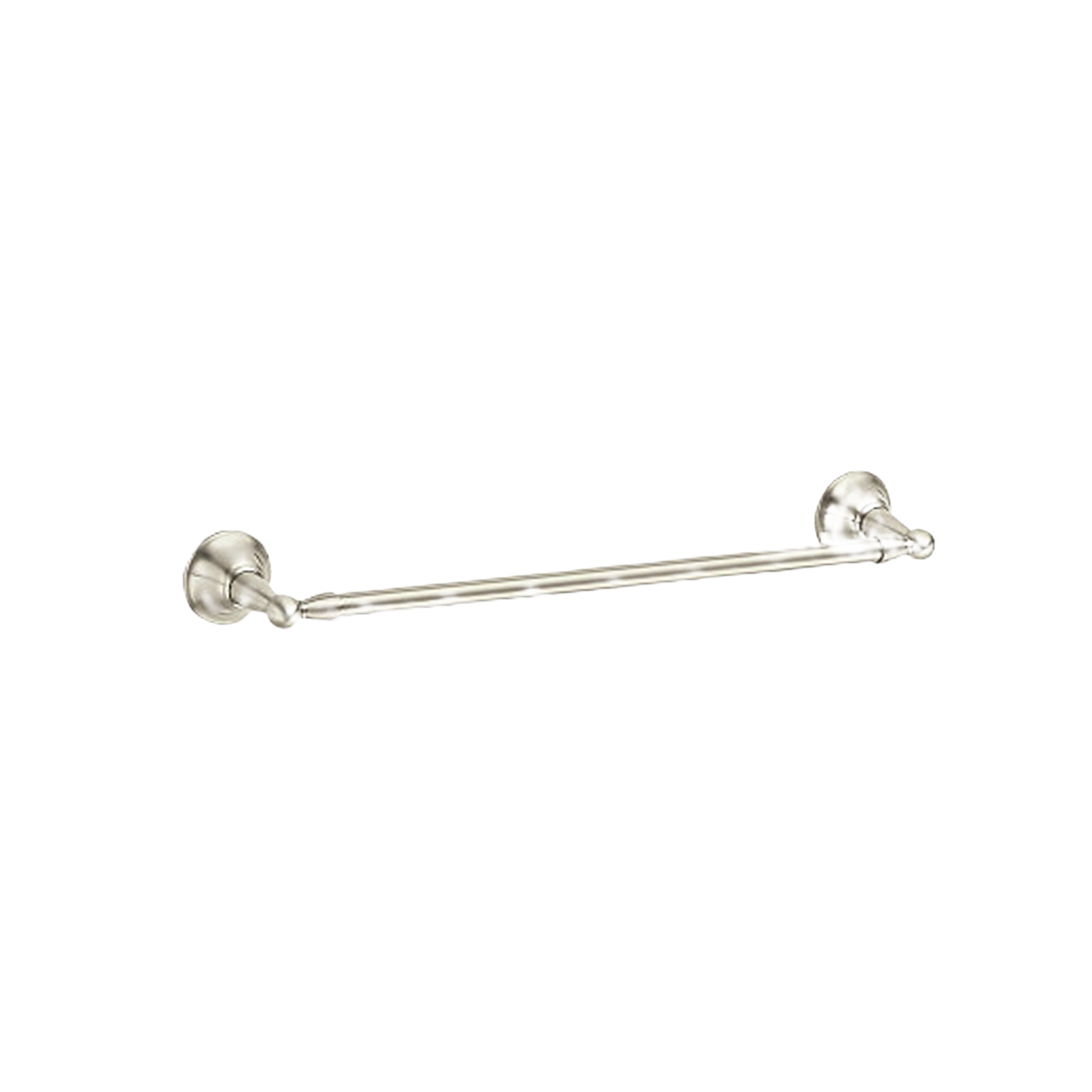Brushed nickel towel bar with tapered mounting brackets for bathroom home improvement projects, 18 inch length