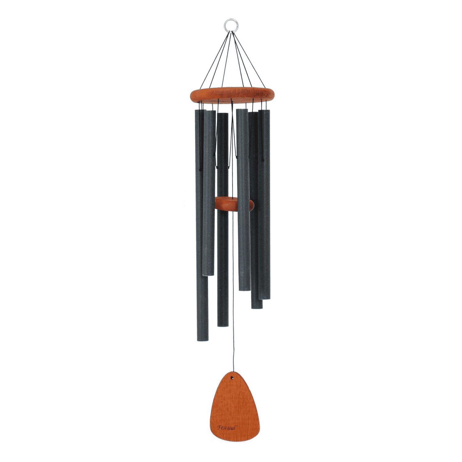 36-inch green scale of D wind chime with wooden top and clapper, designed for outdoor home decoration