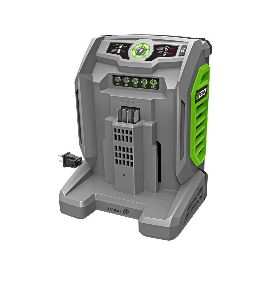 Compact grey and green turbo charger with digital display and multiple indicator lights for tools and home improvement use
