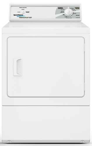 White Speed Queen light commercial gas dryer with top control dial, part of gas dryers and appliances at Hartville Hardware