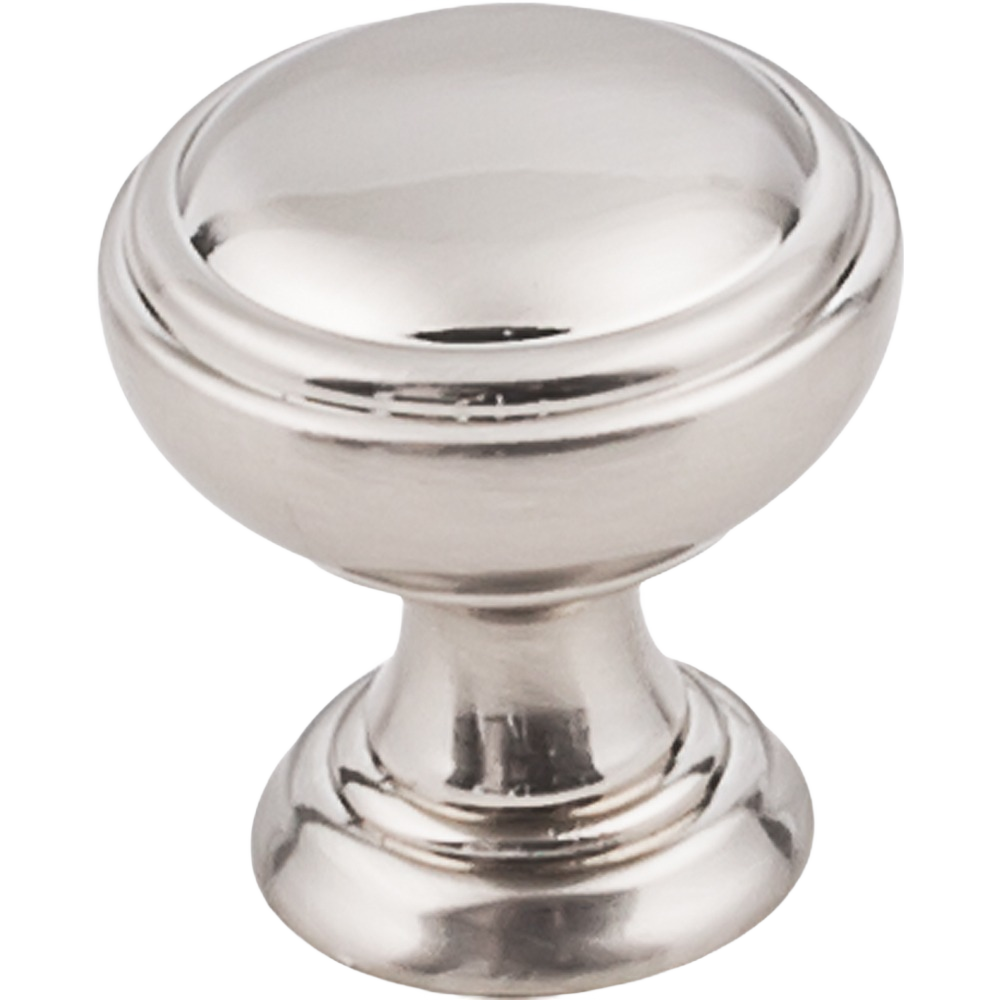 Round satin nickel cabinet knob with smooth finish designed for home improvement and tool projects