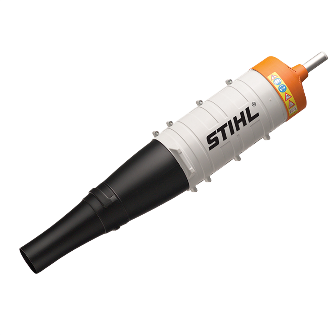 Axial blower attachment in white and black with orange top, designed for outdoor cleanup in STIHL Trimmers & Edgers collection