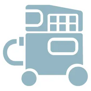 Simplified blue icon of a portable air compressor with a hose, representing tools used in home improvement projects.