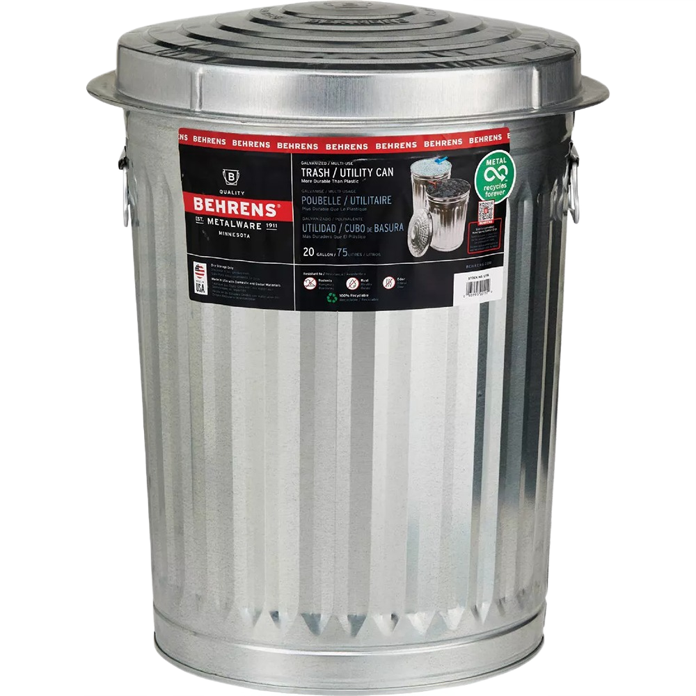 20-gallon silver metal waste can with lid for trash, yard waste, and recycling in under $50 cleaning collection