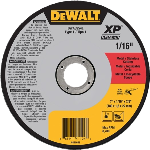 DEWALT XP Ceramic cutting wheel for metal and stainless steel applications in power tool accessories collection